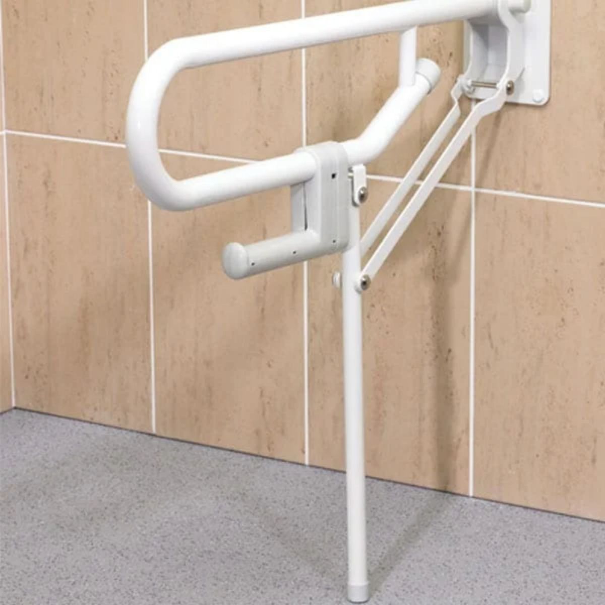 AKW 01830WH HINGED FOLD UP DOUBLE HAIR-PIN RAIL WITH ADJUSTABLE LEG 32mm