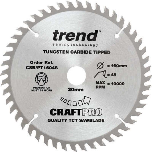 TREND CSB/PT16048 CRAFT BLADE PT TCP 160 X 48T X 20MM
