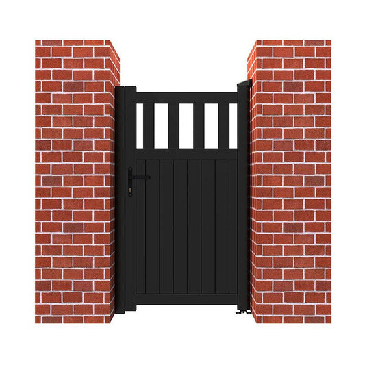 PEDESTRIAN GATE PARTIAL PRIVACY 1000 x 1200mm VERTICAL INFILL BLACK RMG014PG-15