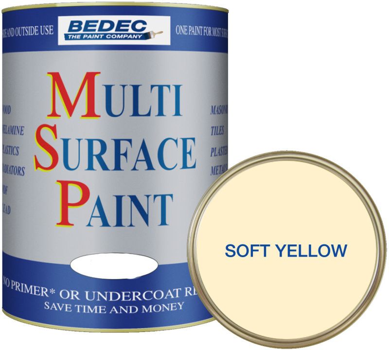 BEDEC SOFT SATIN MULTI SURFACE PAINT 750ml SOFT YELLOW BEDE2KB1195/29