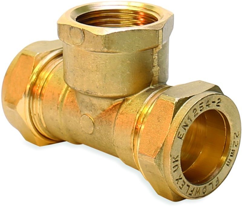 FLOWFLEX COMPRESSION FEMALE IRON TEE 22 x 22mm x 1/2" OP717.2