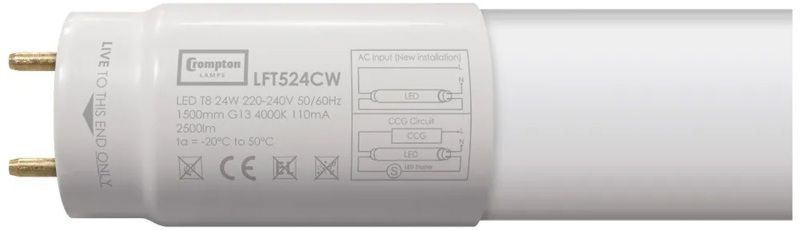 CROMPTON LFT5CW T8 5' 24w LED TUBE 4000k