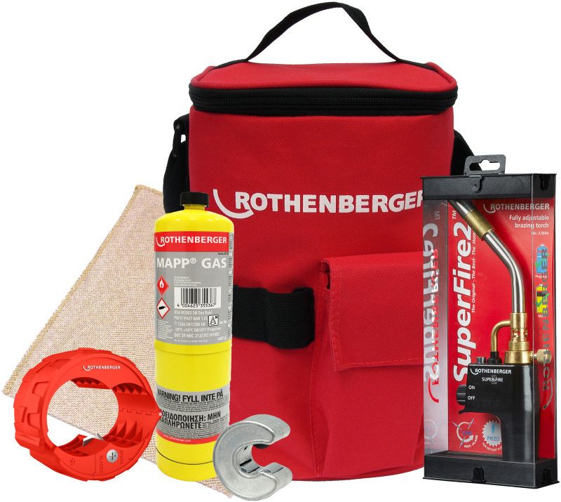ROTHENBERGER HOTBAG KIT (SUPERFIRE 2 / MAPP GAS / SOLDER MAT / 15mm P/S & 35-42 PLASTICUT PRO)