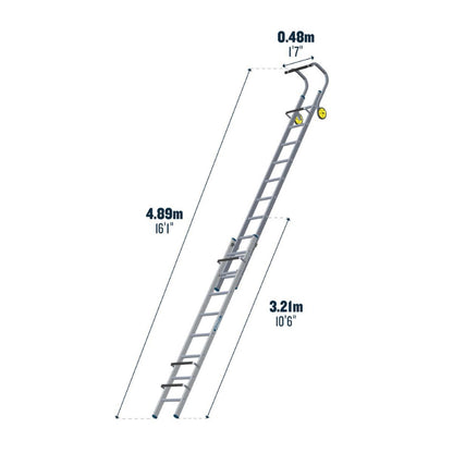 WERNER DOUBLE SECTION ROOF LADDER (8+10) 3.21m - 4.89m 77101