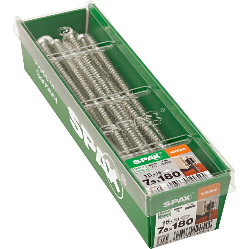 SPAX WIROX T-STAR PLUS T30 FRAME ANCHOR SCREWS & CAPS 7.5 x 180mm PACK 18 4021010751812