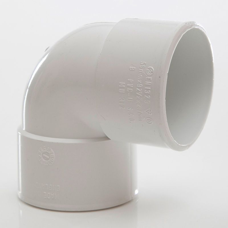 POLYPIPE MUPVC KNUCKLE BEND 50mm x 90deg MU312 MU312W WHITE