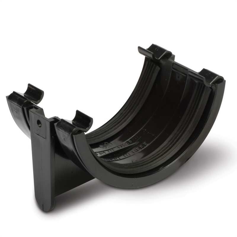 POLYPIPE RAINWATER 112mm HALF ROUND GUTTER UNION BRACKET RR102B BLACK