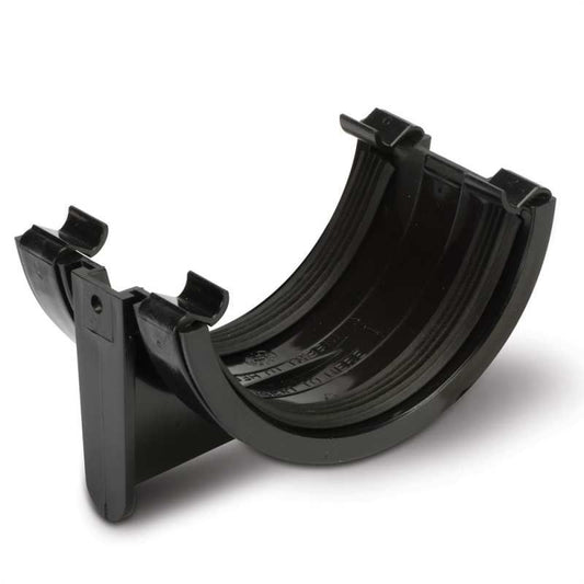 POLYPIPE RAINWATER 112mm HALF ROUND GUTTER UNION BRACKET RR102B BLACK
