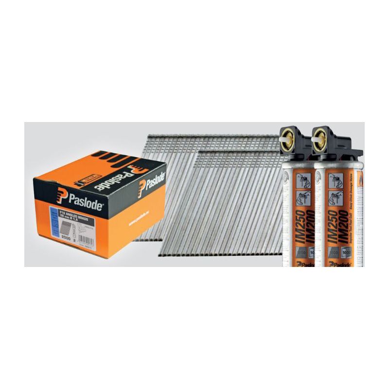 PASLODE STAINLESS STEEL ANGLED BRADS & 2 FUELS CELLS FOR IM65A F16 x 38mm (BOX 2000) 300277
