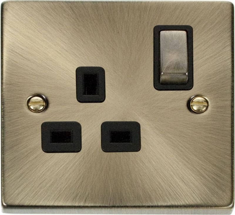 CLICK VPAB535B 1G 13A DP SWITCHED SOCKET ANT BRASS