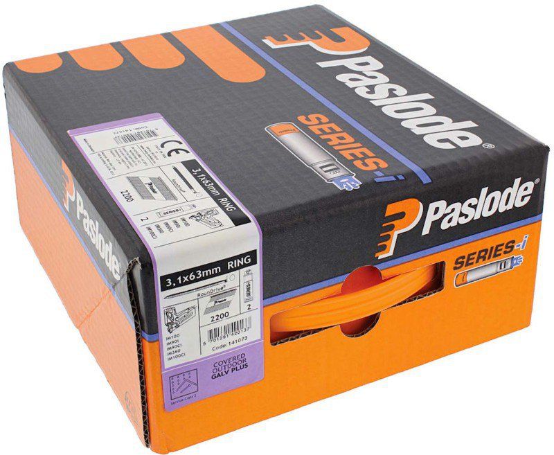 PASLODE 141073 63 x 3.1mm GALV PLUS RING NAILS & 2 FUEL CELLS FOR IM360 (BOX 2200)