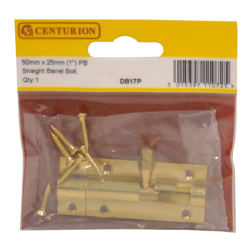 CENTURION DB17P BRASS 50mm DOOR BOLT