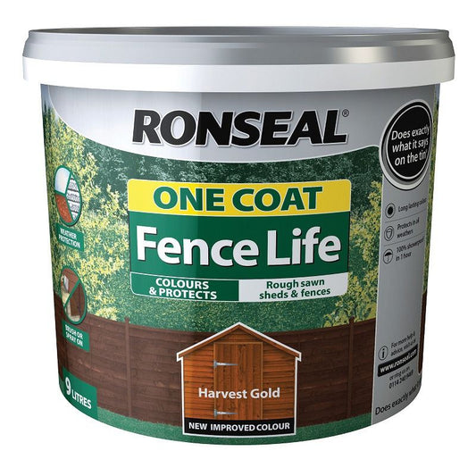 RONSEAL ONE COAT FENCELIFE 9l HARVEST GOLD 38298