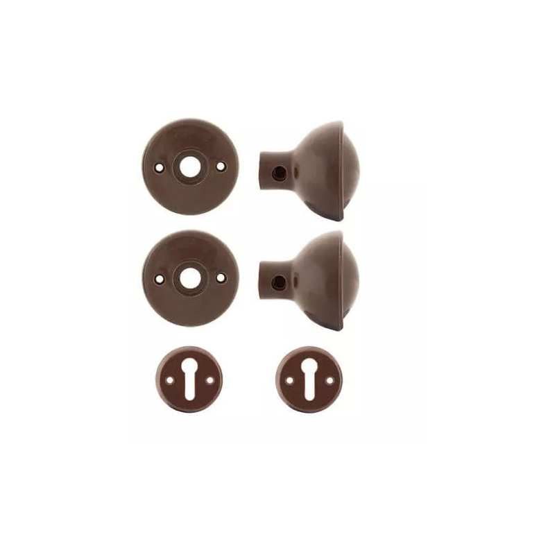 DUFFELLS TSS PLASTIC RIM/MORTICE KNOBSET BROWN TSSRKSETPLASBW