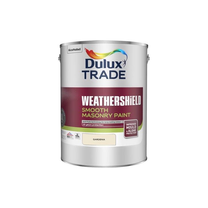 DULUX TRADE WEATHERSHIELD SMOOTH MASONRY 5l PAINT GARDENIA 5583722
