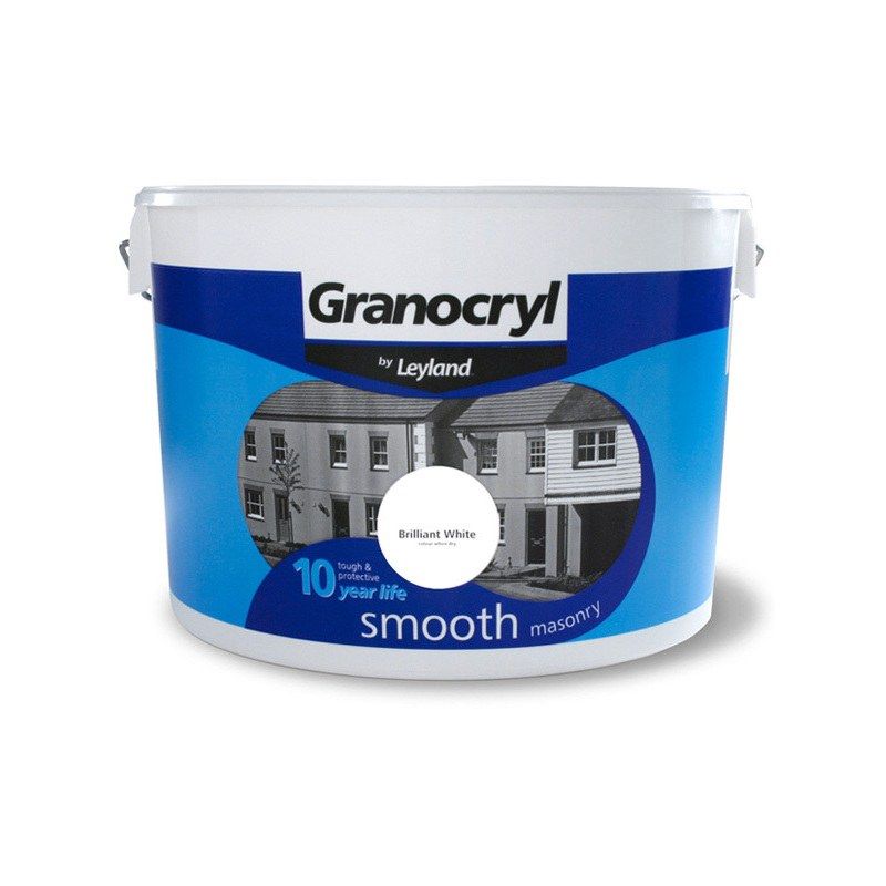 JOHNSTONES GRANOCRYL MASONRY PAINT 10l SMOOTH BRILLIANT WHITE 303138
