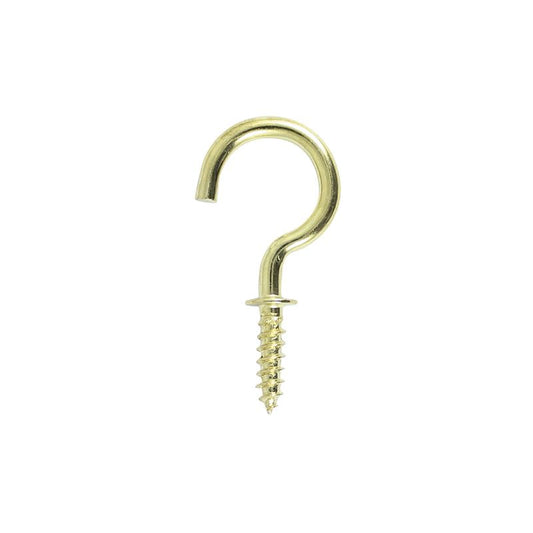 TIMCO ROUND CUP HOOKS ELECTRO BRASS 25mm (BAG 10) 25SHBP