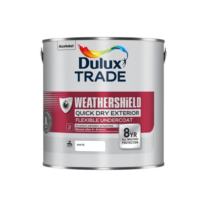 DULUX TRADE WEATHERSHIELD QUICK DRYING EXTERIOR UNDERCOAT 2.5l WHITE 5624602