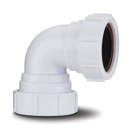 POLYPIPE COMPRESSION WASTE KNUCKLE BEND 40mm x 90deg WHITE PS16