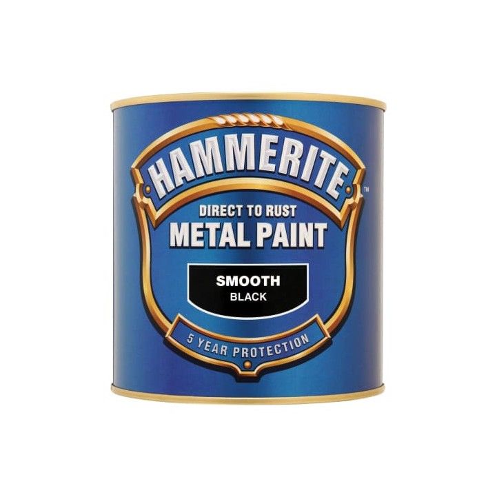 HAMMERITE 5L SMOOTH FINISH DIRECT TO RUST METAL PAINT BLACK 5084867