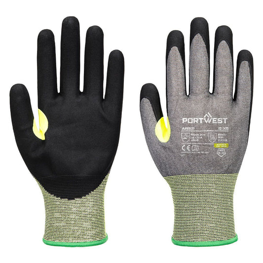 CS Cut E21 Nitrile Glove, L, R, Grey/Black