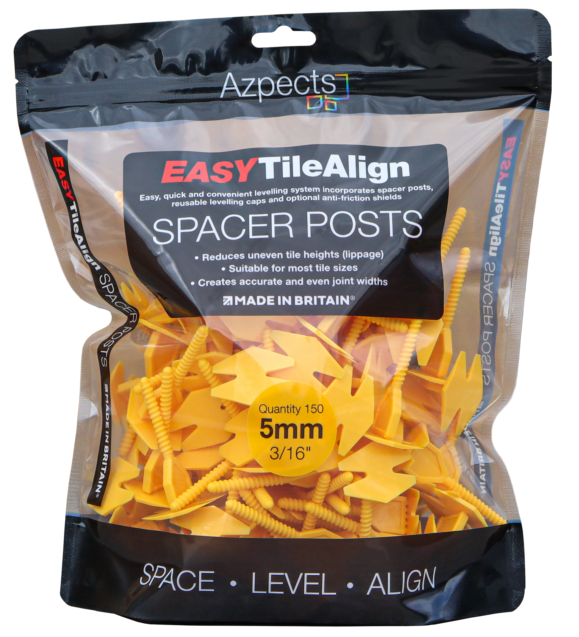 AZPECTS (DTS) EASYSCAPE EASYTILEALIGN SPACER POSTS 5mm PACK (150) YELLOW 6515