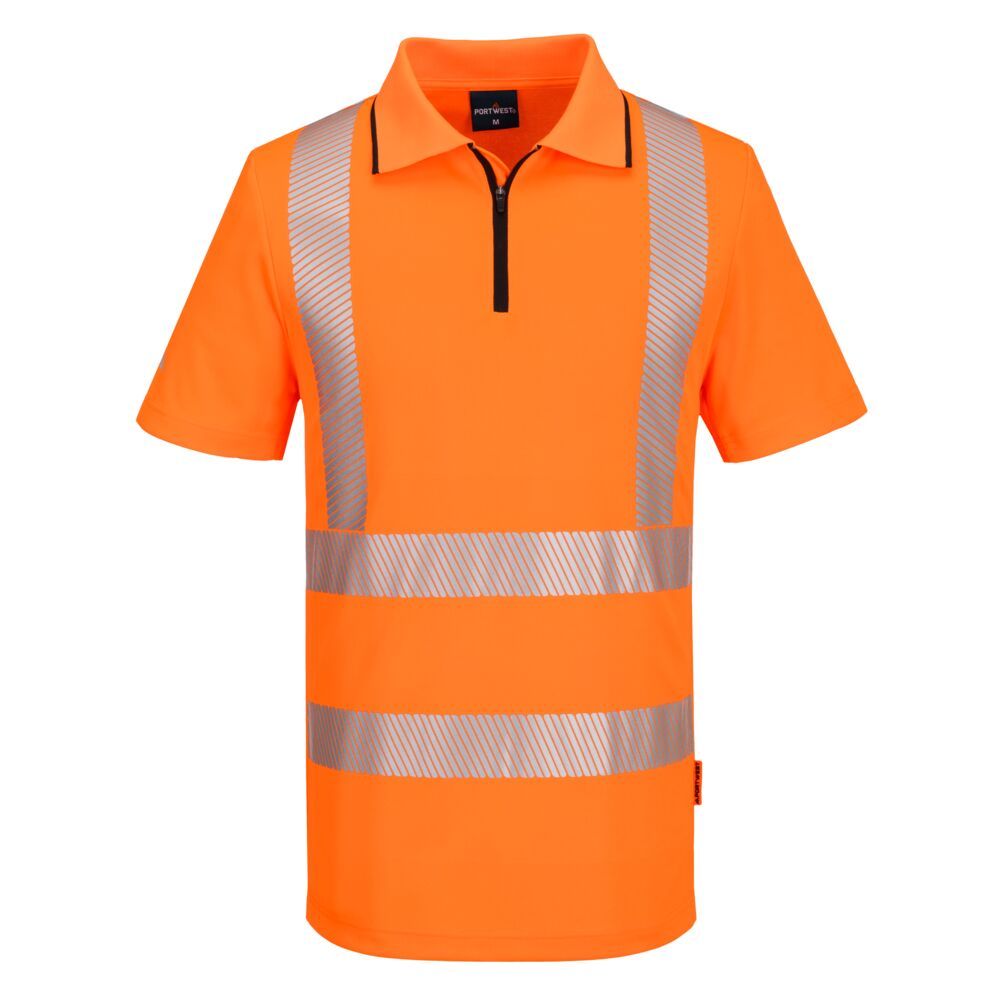 KX3 Sport Hi-Vis Zip Polo Shirt S/S, 4XL, R, Orange