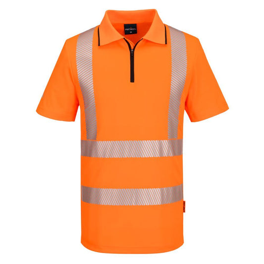 KX3 Sport Hi-Vis Zip Polo Shirt S/S, 4XL, R, Orange