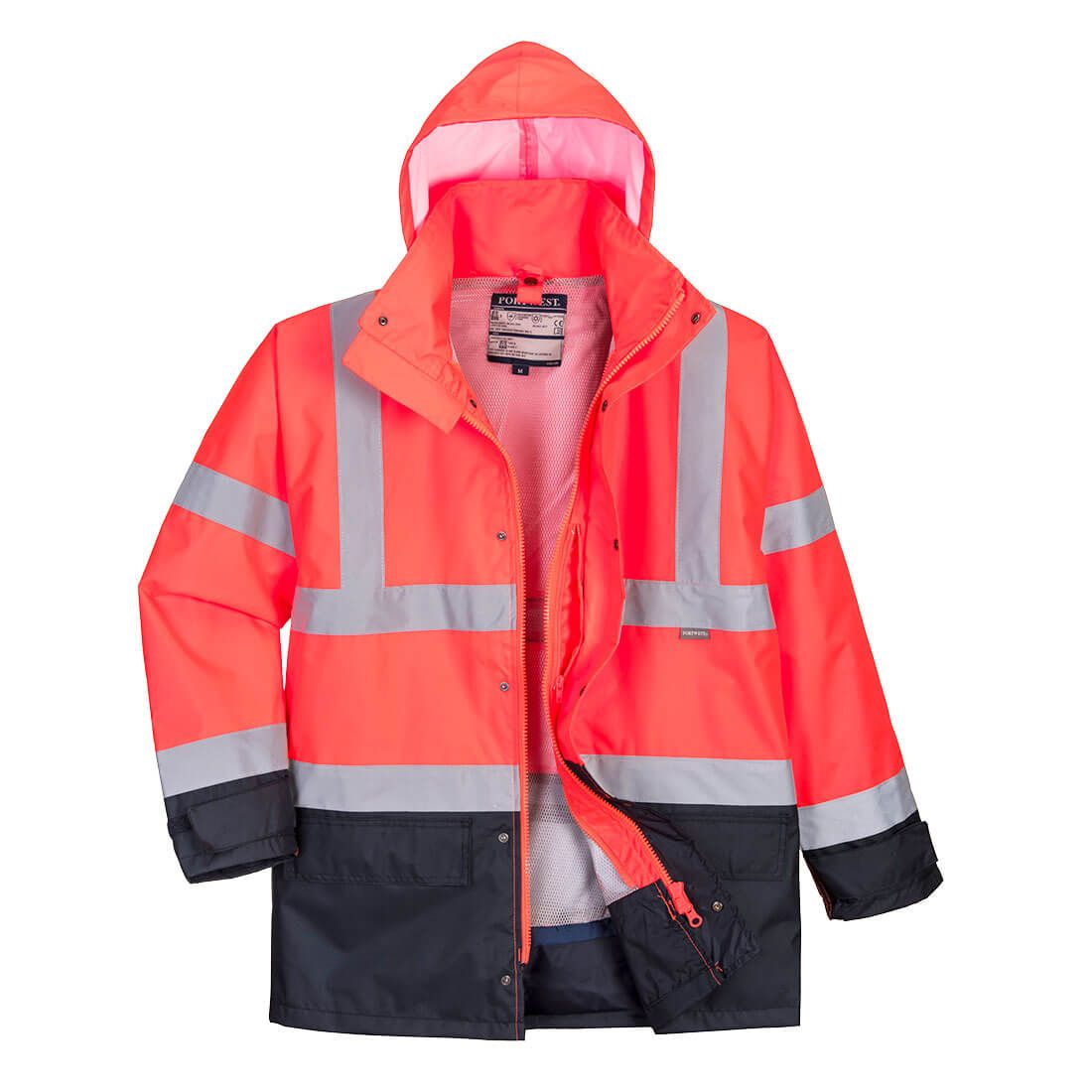 Hi-Vis 5-in-1 Contrast Executive Jacket , L, R, Red/Navy