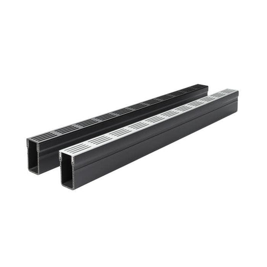 1m Aco Threshold Drain With Silver Aluminium Grating / Plastic Casing 60mm x 100mm
