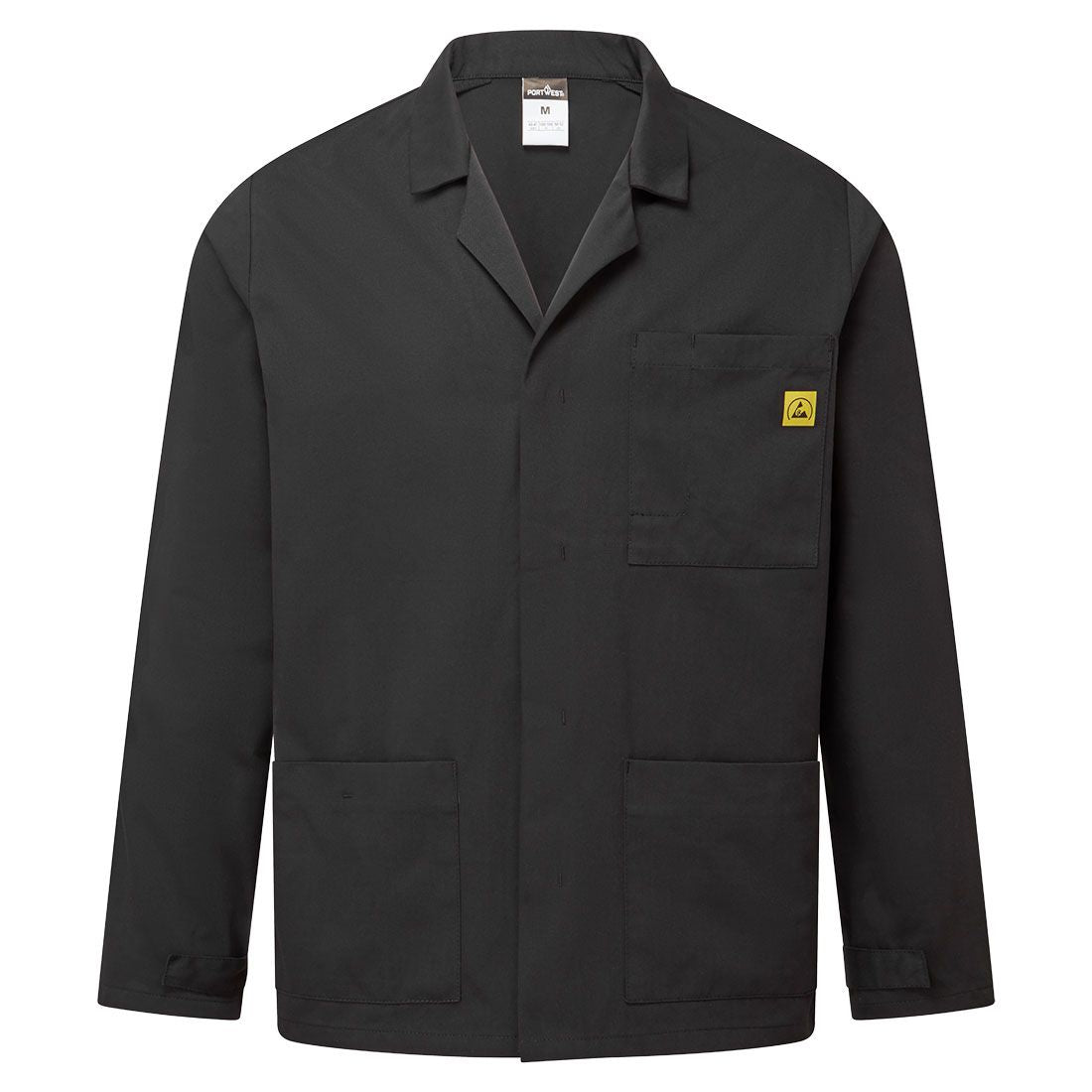 Anti-Static ESD Lab Jacket, 4XL, R, Black