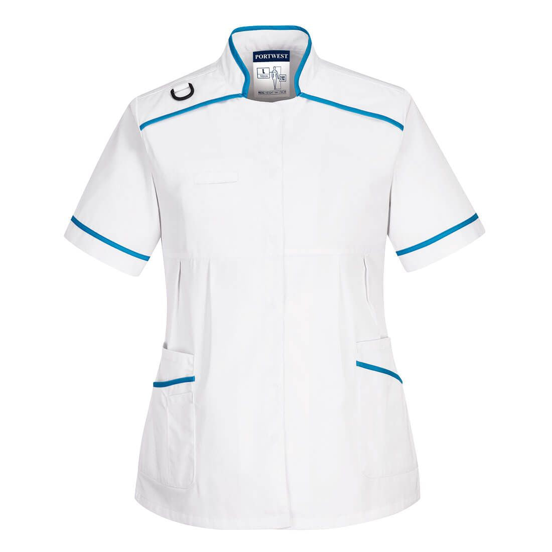 Medical Maternity Tunic, L, R, White/Aqua
