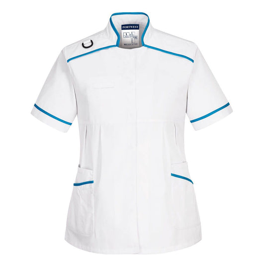 Medical Maternity Tunic, L, R, White/Aqua