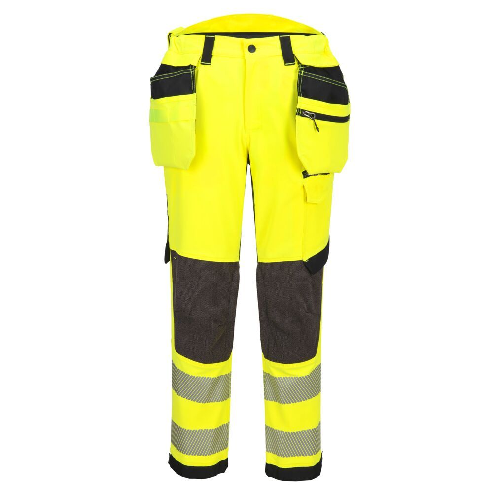 EV4 Hi-Vis Stretch Detachable Holster Class 2 Trousers, 28, R, Yellow/Black