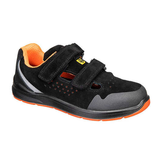 Steel Cow Suede Sandal S1P ESD SR FO, 35, , Black/Grey