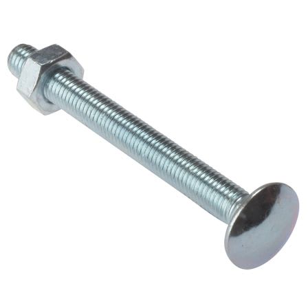 M6 x 120 Bright Zinc-Plated Steel Coach Bolts (100/Pack)