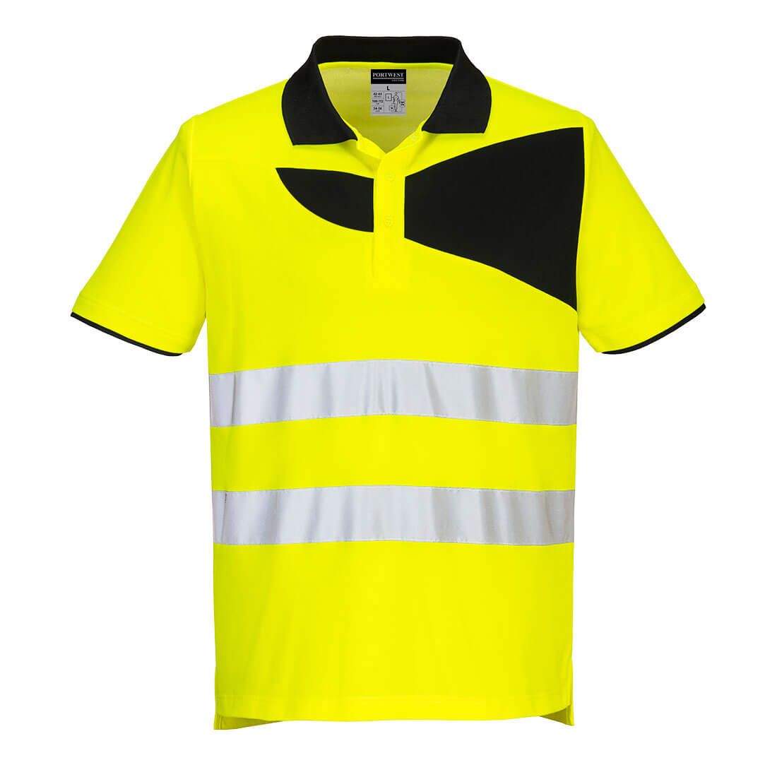 PW2 Hi-Vis Cotton Comfort Polo Shirt S/S , 4XL, R, Yellow/Black