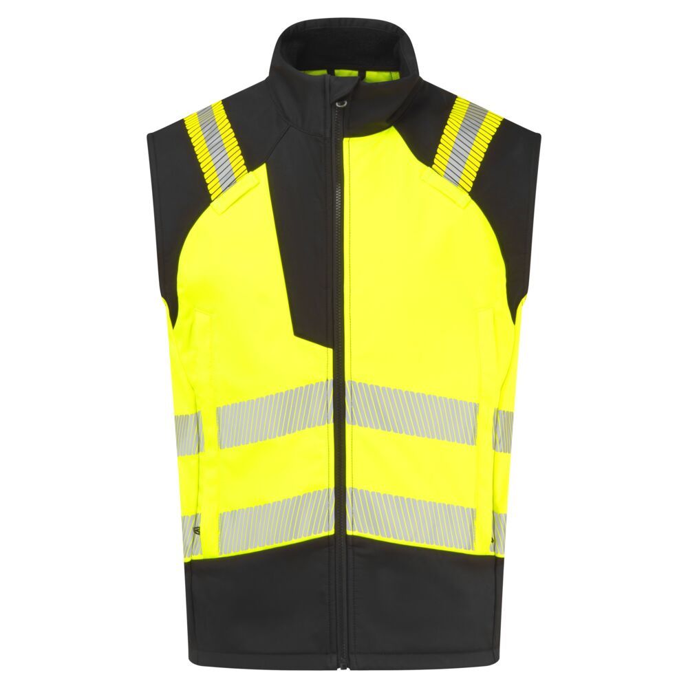 PW3 Modaflame Softshell Hi-Vis FR Gilet, L, R, Yellow/Black