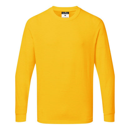 Anti-Static ESD Long Sleeve T-Shirt, L, , Deep Yellow