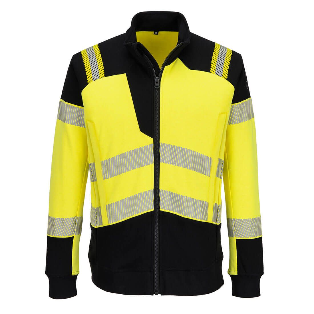 PW3 Modaflame Knit Hi-Vis FR Full Zip Sweatshirt, L, R, Yellow/Black