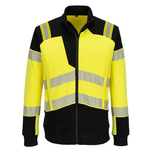 PW3 Modaflame Knit Hi-Vis FR Full Zip Sweatshirt, L, R, Yellow/Black