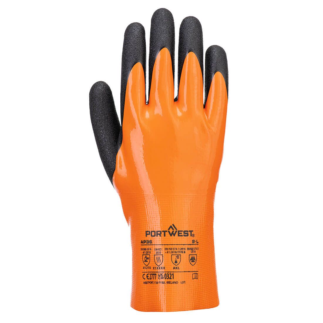 Grip 15 Nitrile Gauntlet, L, R, Orange/Black