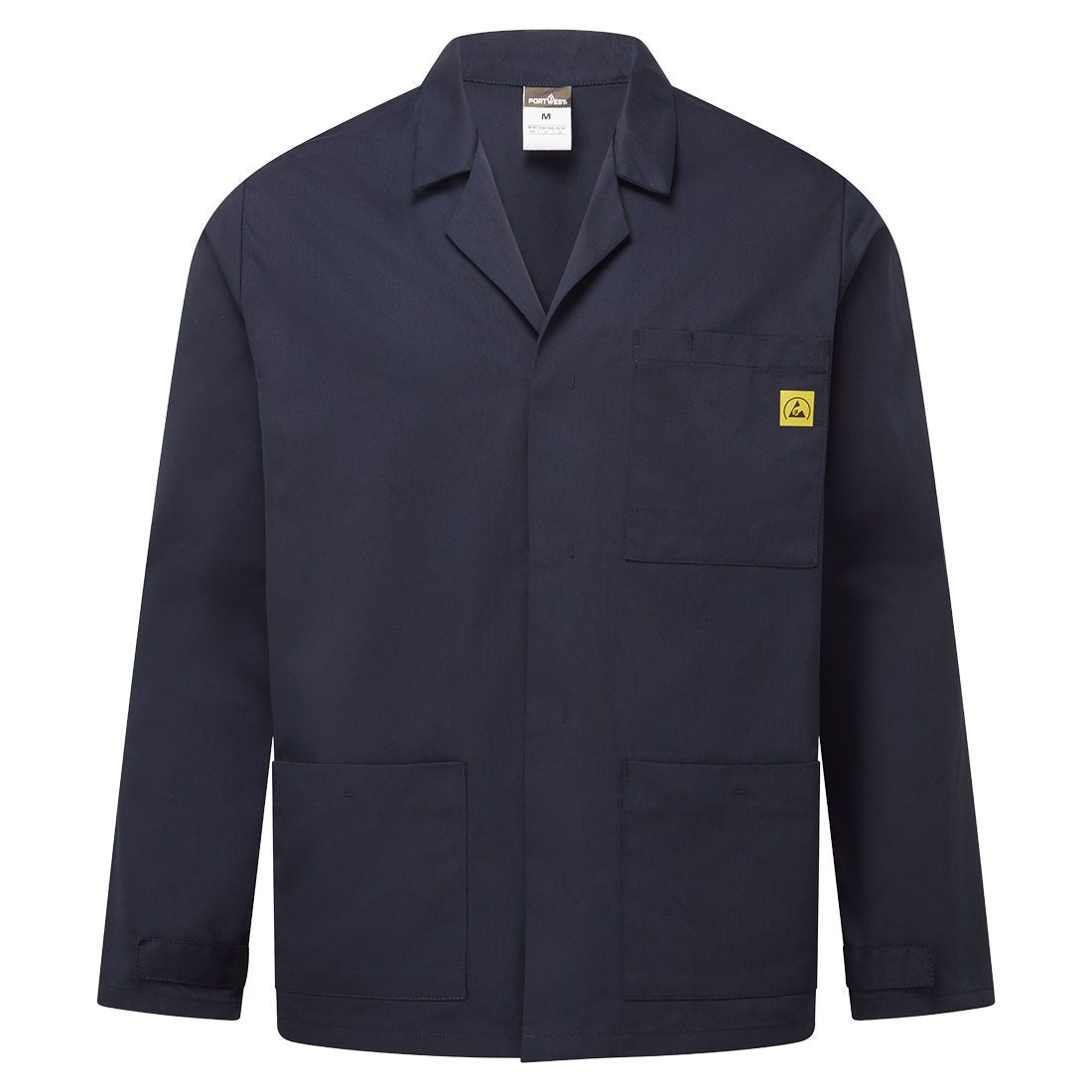 Anti-Static ESD Lab Jacket, 4XL, R, Navy