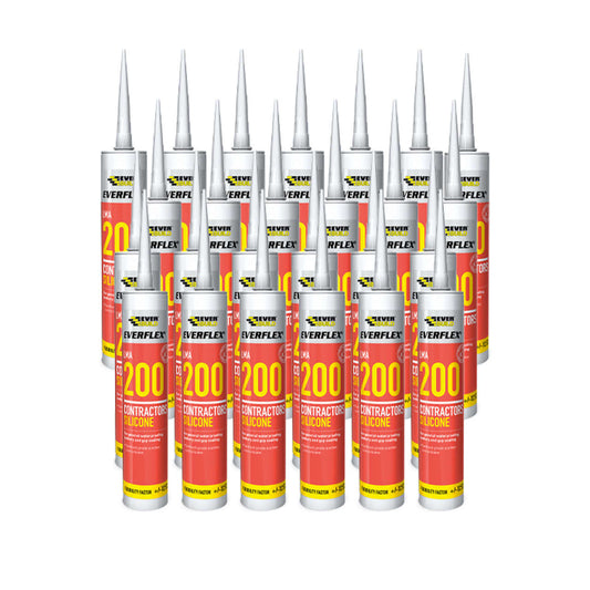 Everbuild 200 Contractors Silicone White 295ml - Box of 25