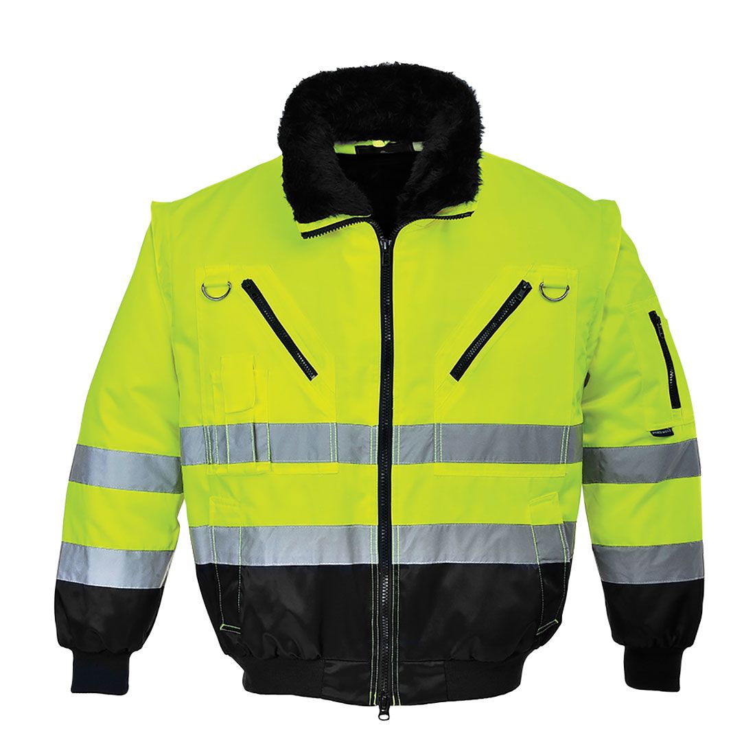 Hi-Vis 3-in-1 Contrast Pilot Jacket , L, R, Yellow/Black