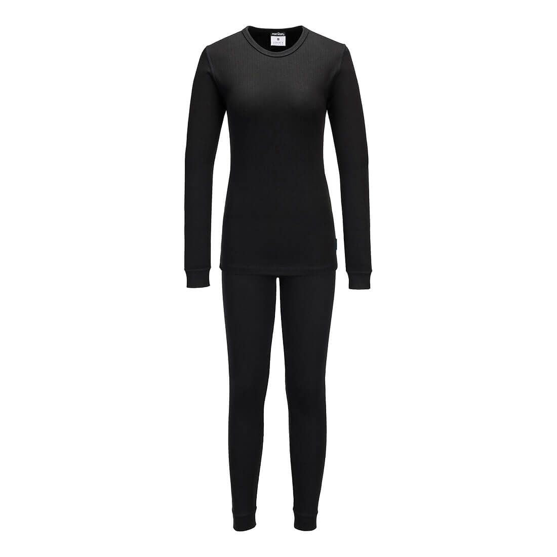 Womens Thermal Base Layer Set, L, R, Black