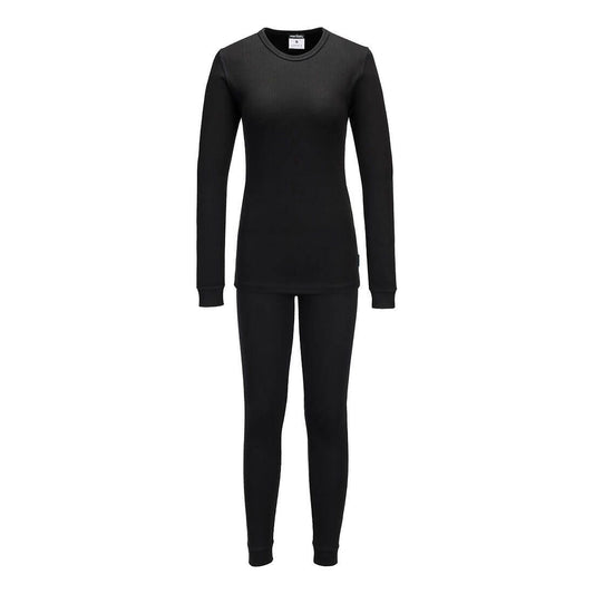 Womens Thermal Base Layer Set, L, R, Black
