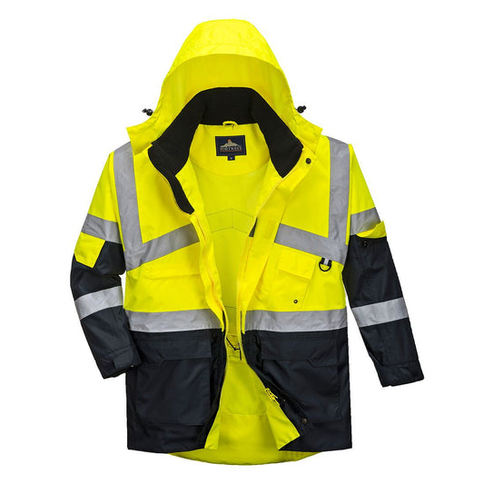 Hi-Vis Breathable Contrast Rain Jacket, 4XL, R, Yellow/Navy