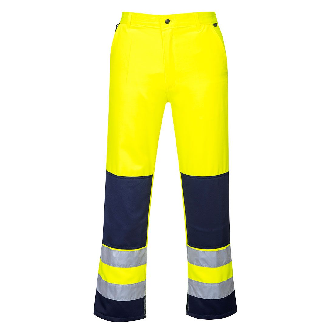 Seville Hi-Vis Contrast Work Trousers, L, R, Yellow/Navy