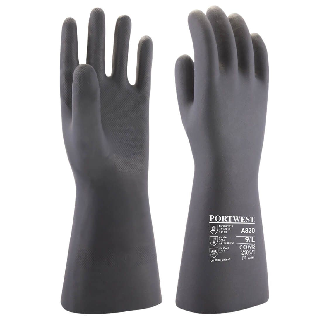 Neoprene Chemical Gauntlet, L, R, Black